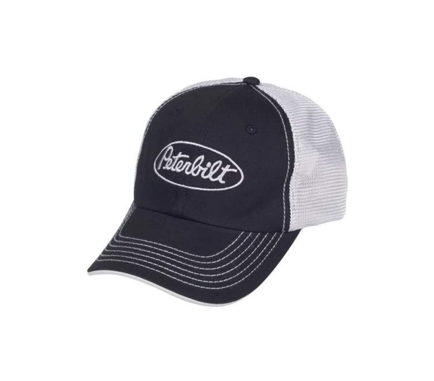 Peterbilt Motors Black & Silver Contrast Stitching Mesh Hat/Cap