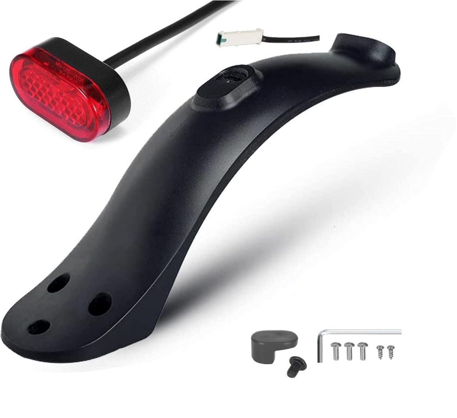 Guardabarros Trasero Patinete Xiaomi m365 Essential 1s Pro y Pro 2, Guardabarros Patinete Xiaomi Pro 2 con Gancho, tornilleria y luz