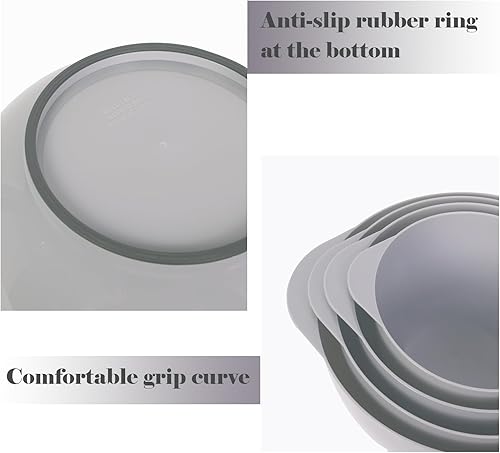 Miniatura 3 de BoxedHome Juego de tazones de mezcla de plástico, juego de 4 cuencos para mezclar con boquillas de vertido, tamaño 1.7, 2.5, 3.5 y 4.5 cuartos de