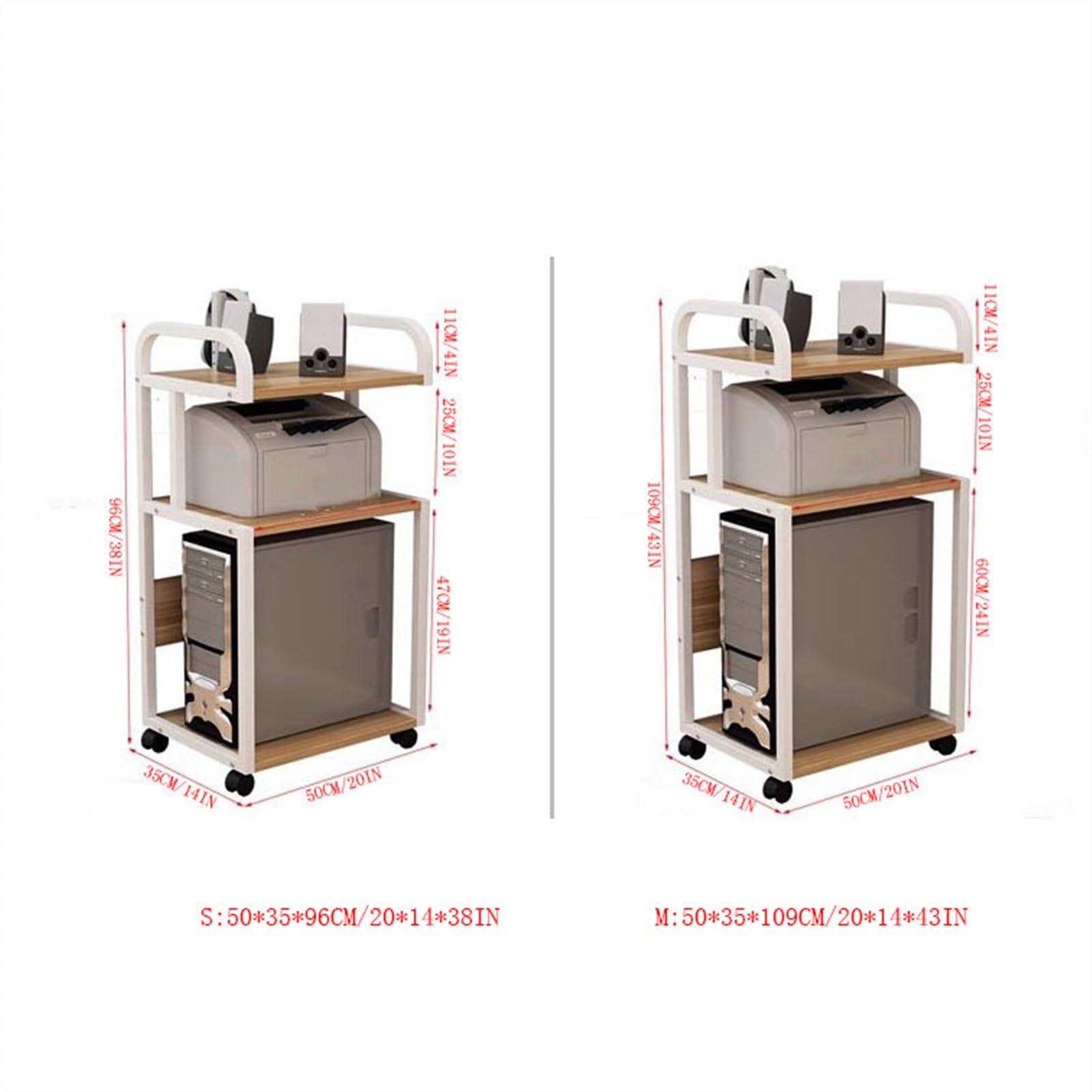 Druckertisch Desktop-Gehäuse Rack Computer-Host-Halterung Druckerständer Büroregal Organizer Schreibtischschrank Mobiler Druckständer Druckerregal,C-Klein