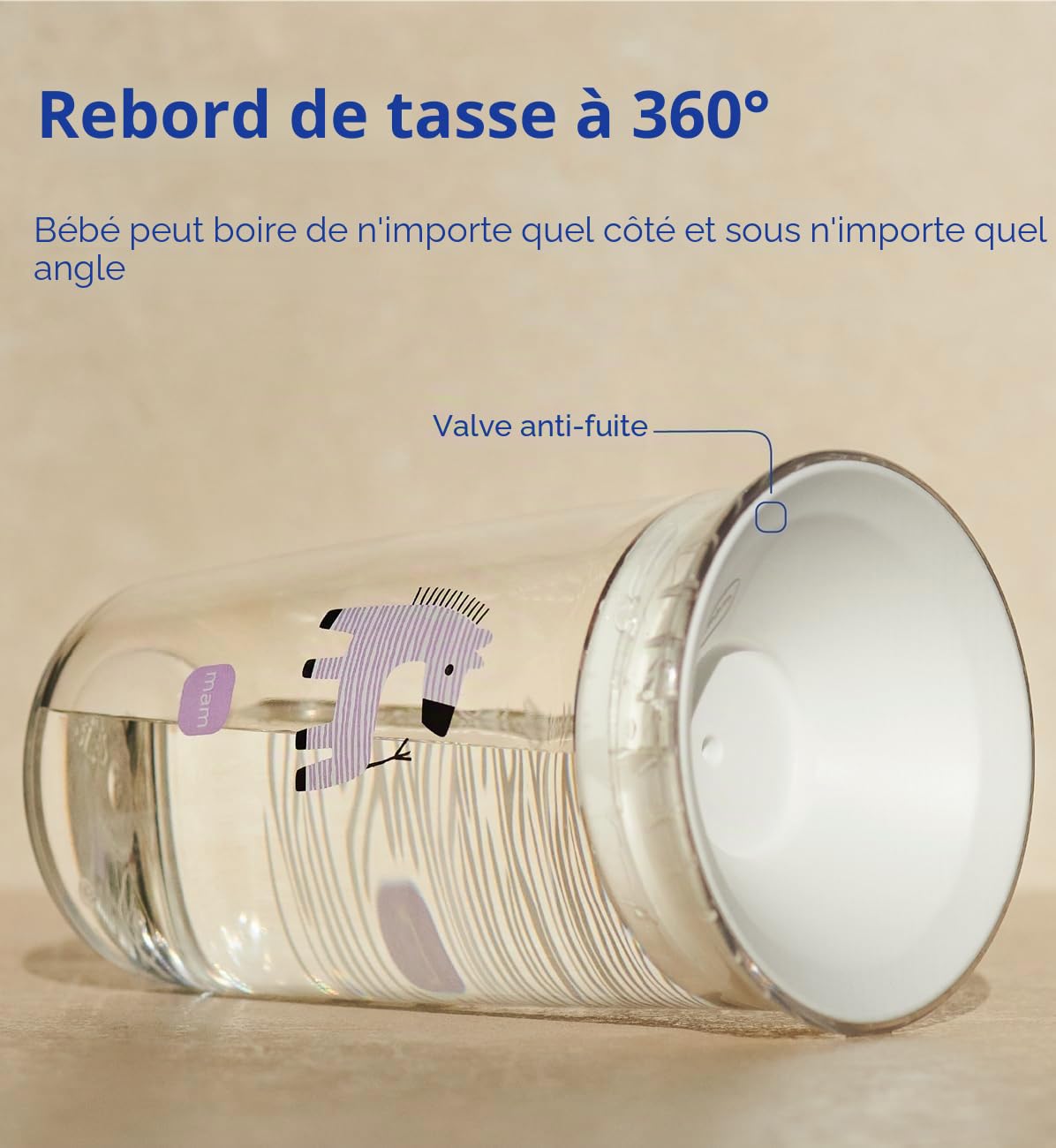 MAM Tasse facile à boire pour enfant | 190 ml | Bord à 360° pour siroter à n'importe quel angle | Transparent comme du verre | Facile à tenir | Valve en silicone souple monobloc | Accessoires pour