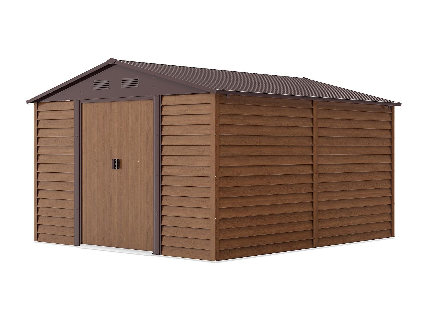 Vente-unique-Gartenhaus aus Metall, verzinkter Stahl, Holzoptik - 11,75 m² - ARSEGO