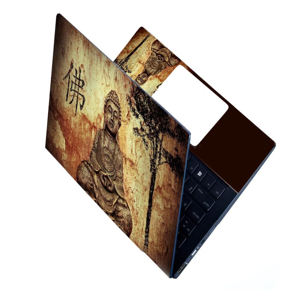 Image of Full Laptop Skin Bubble-Free HD Quality Sticker for Laptops Upto 15.6 inch Compatible with Apple /Dell /HP /Lenovo /Acer /Asus /Sony (Dustproof|Waterproof|Scratchproof|Reusable) - Buddha FL1