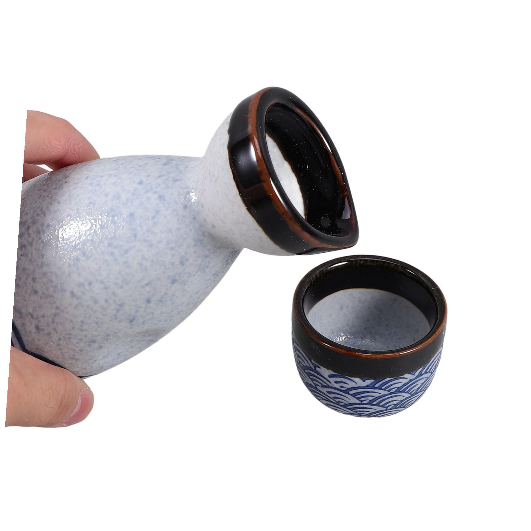 VILLCASE Set di Sake Giapponese in Ceramica 5 Pezzi Caraffa da 180ml e 4 Bicchieri da 35ml Design Semplice ed Elegante per Bar e Feste del Tè