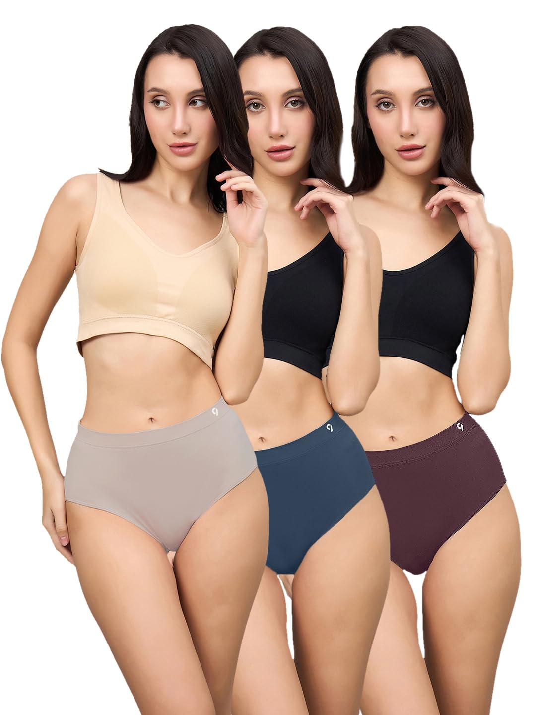 Women’s Pack of 3 Soft Seamless High-Rise Hipster Briefs & All-Day Comfort Multicolour-image-16