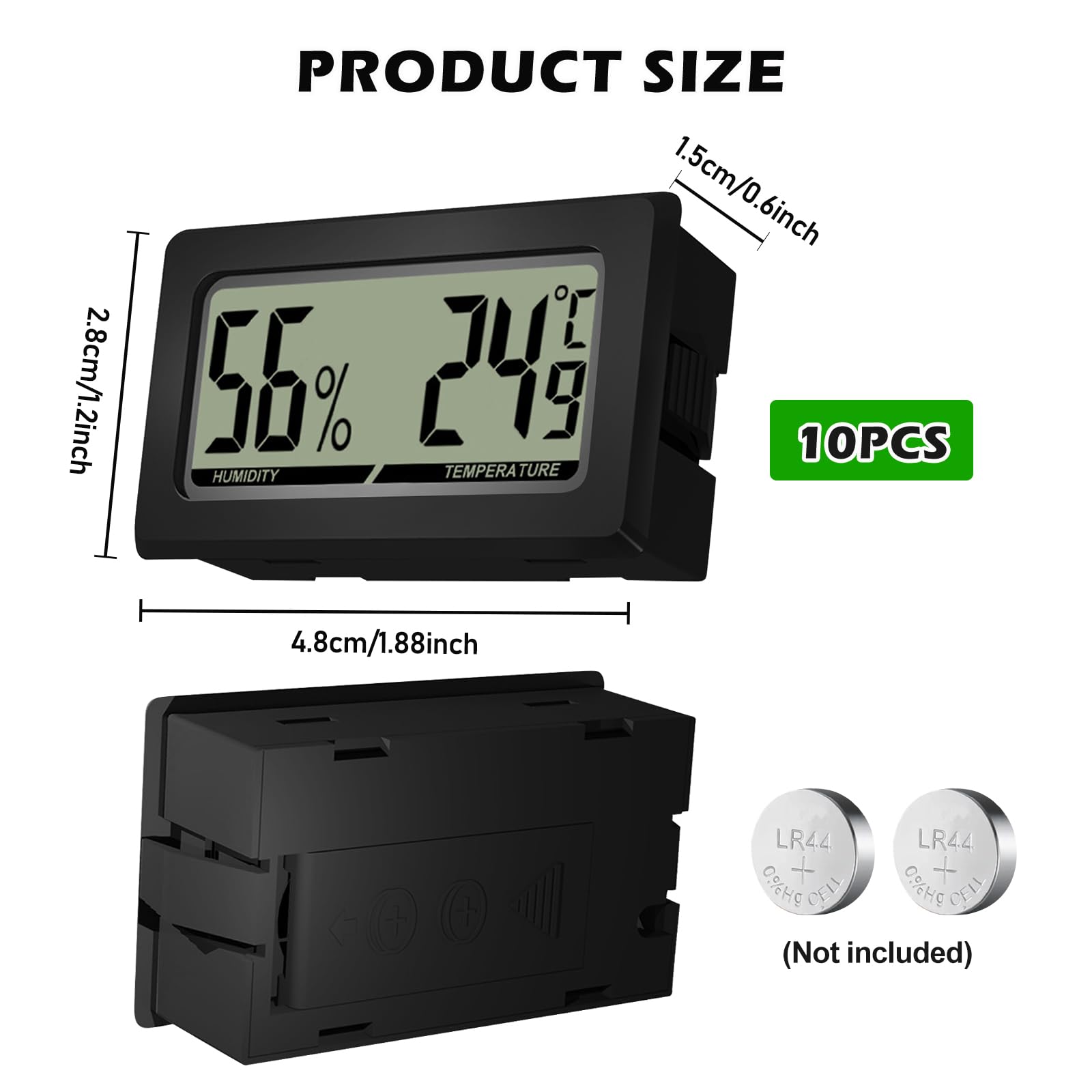 Lot De 10Thermomètre Hygromètre Digital LCD Mini thermomètre hygromètre hygromètre thermomètre thermomètre reptiles numérique intérieur pour bureau, cuisine, incubateur de jardin