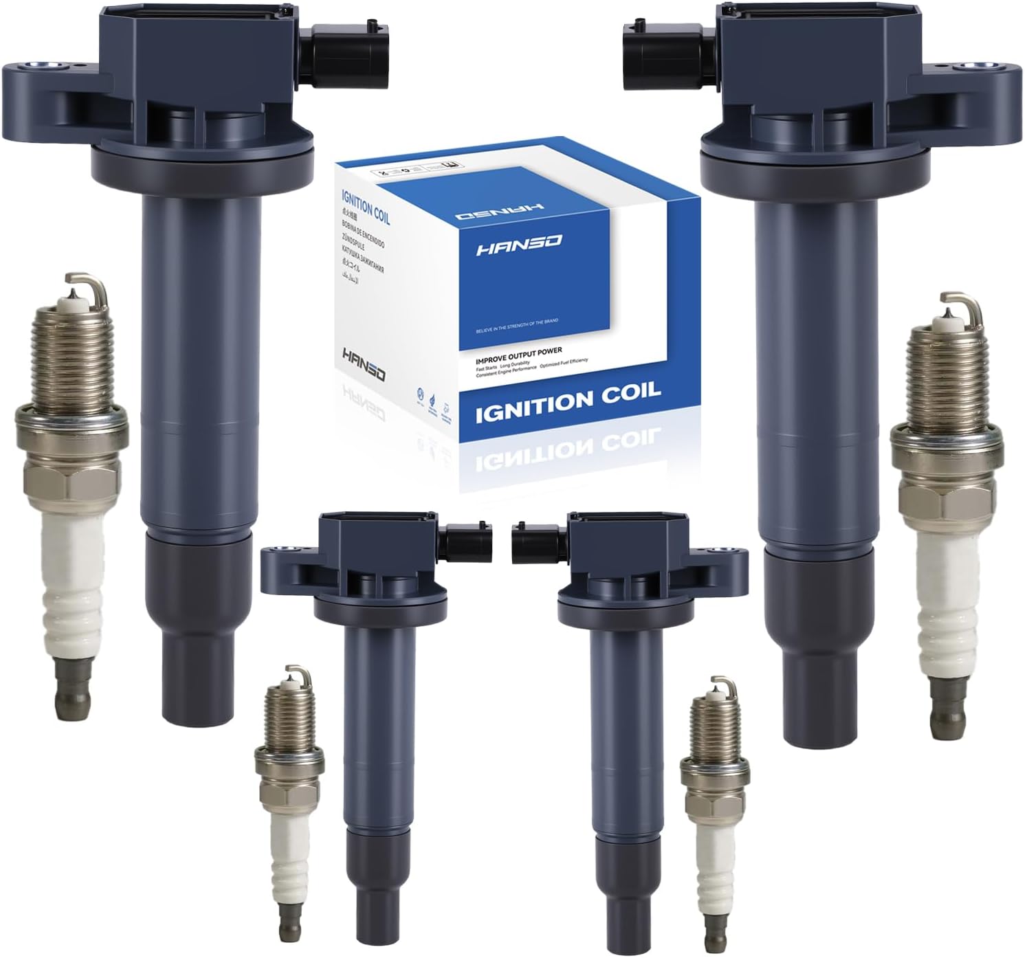 UF316 Set of 4 IgnitionCoil Pack & Spark Plugs Compatible with Toyota Prius, Prius C, Yaris, Echo, Scion XA XB