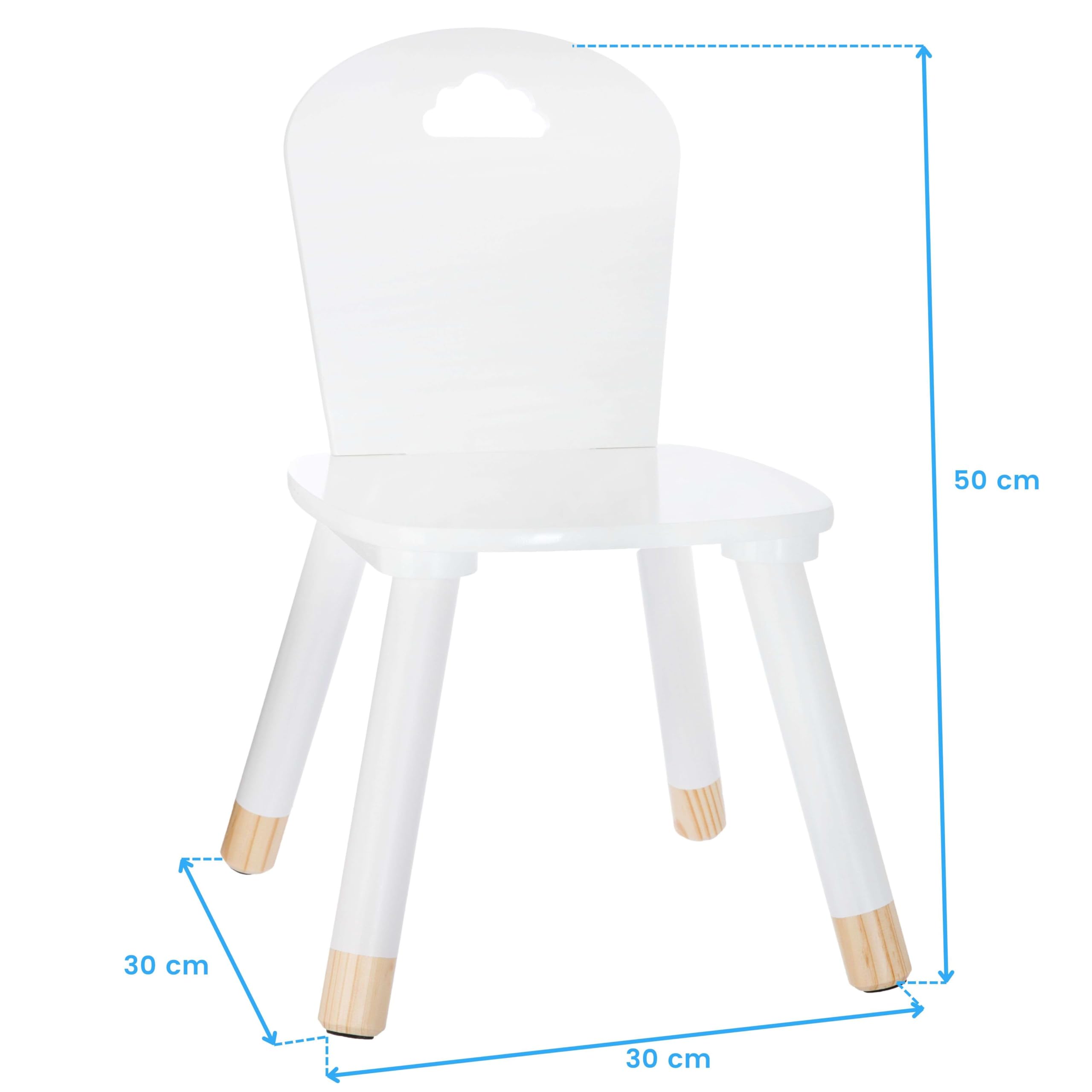 Miroytengo Silla Infantil Douceur Melamina Blanco, Patas de Madera, Estable y Elegante para Niños, Diseño Moderno