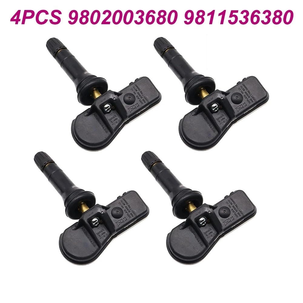 TPMS Sensori Pressione Compatibile Con Peugeot Per 207 3008 408 5008 508 2013-2017 9802003680 9811536380 Sensore Pressione Pneumatici TPMS(4 PCS)