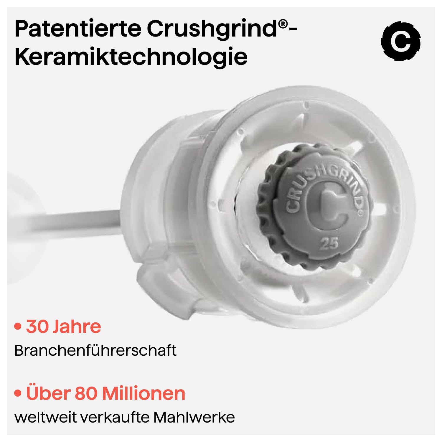 Crushgrind Billund - Macinaspezie con macina in ceramica, colore blu, macinino per sale grosso, macinino per erbe in materiali sostenibili di alta qualità (Sea Salt)