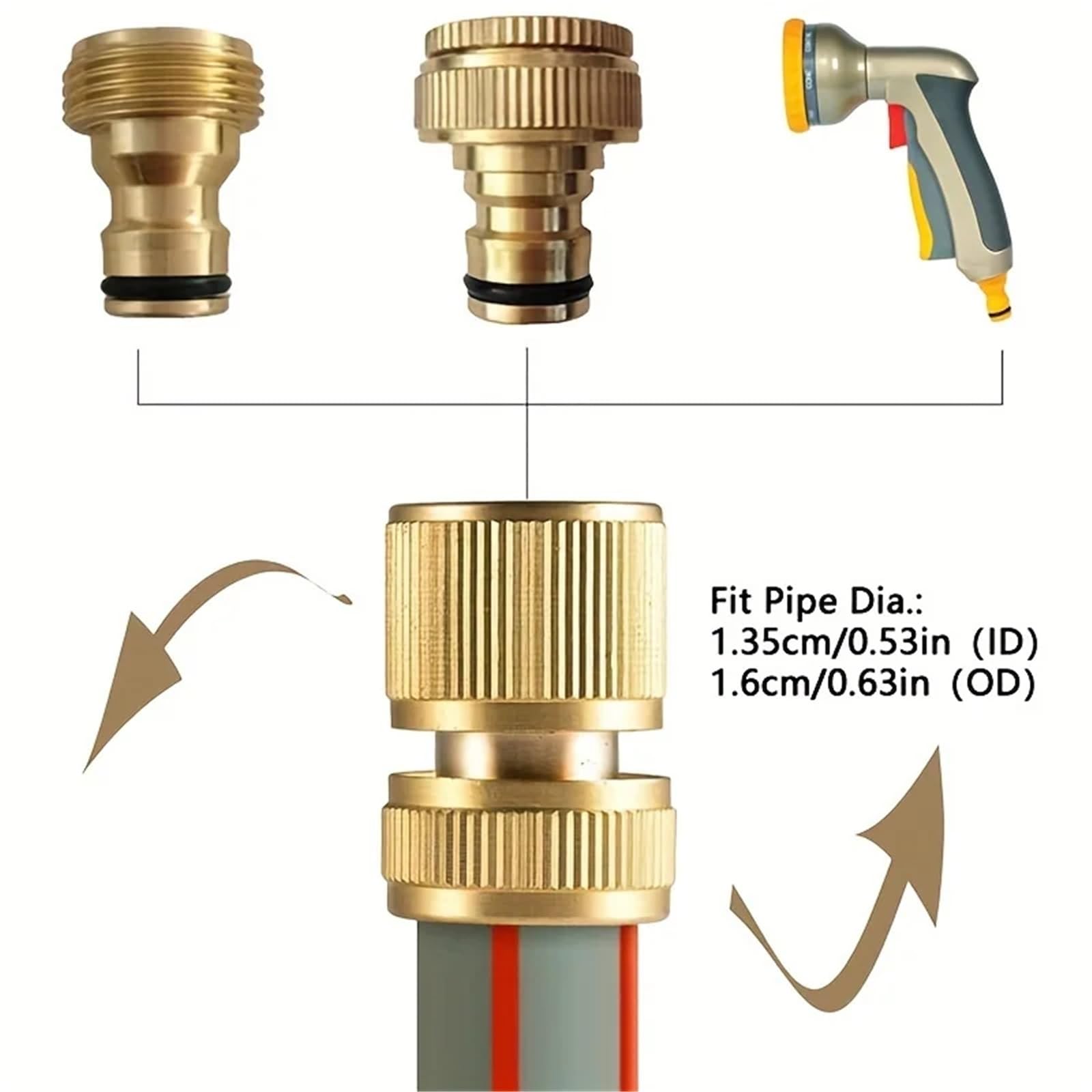 12 szt. Zestaw złączy węża aluminiowego zgodnych z normą UE - złączka do kranu 1/2'' i 3/4'' + szybkozłączka 1/2'' (13-16 mm) do rur ogrodowych