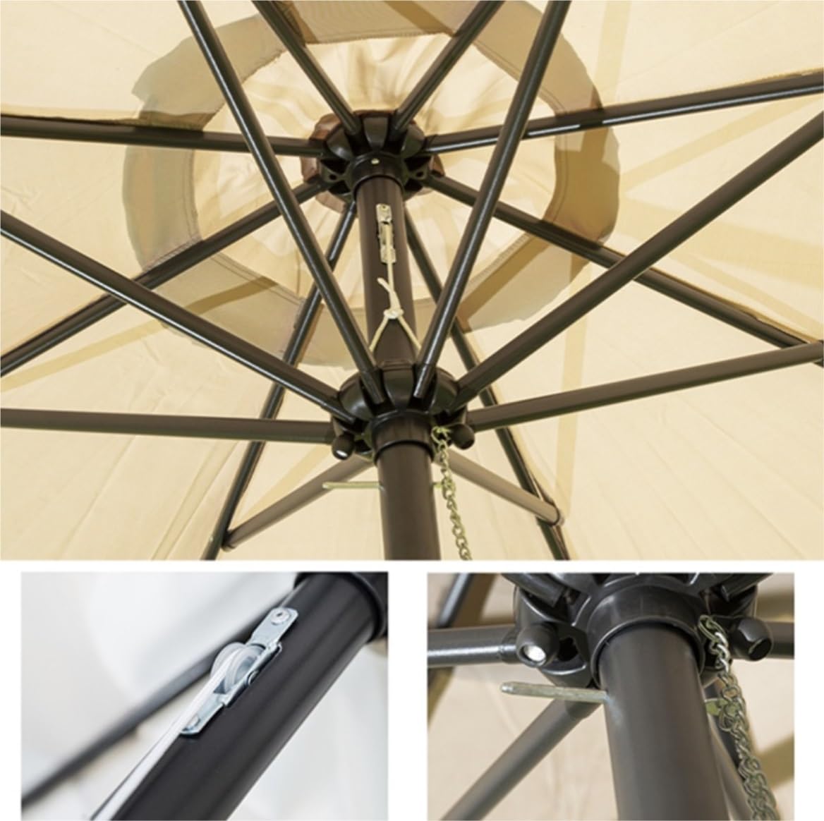 XYNSNDB Parasol Parasol tarasowy Parasol targowy 8,8FT Aluminiowy parasol tarasowy z kwadratową podstawą Parasol zewnętrzny Przycisk Przechylanie i podnośnik korbowy Parasol plażowy Parasol ogrodowy