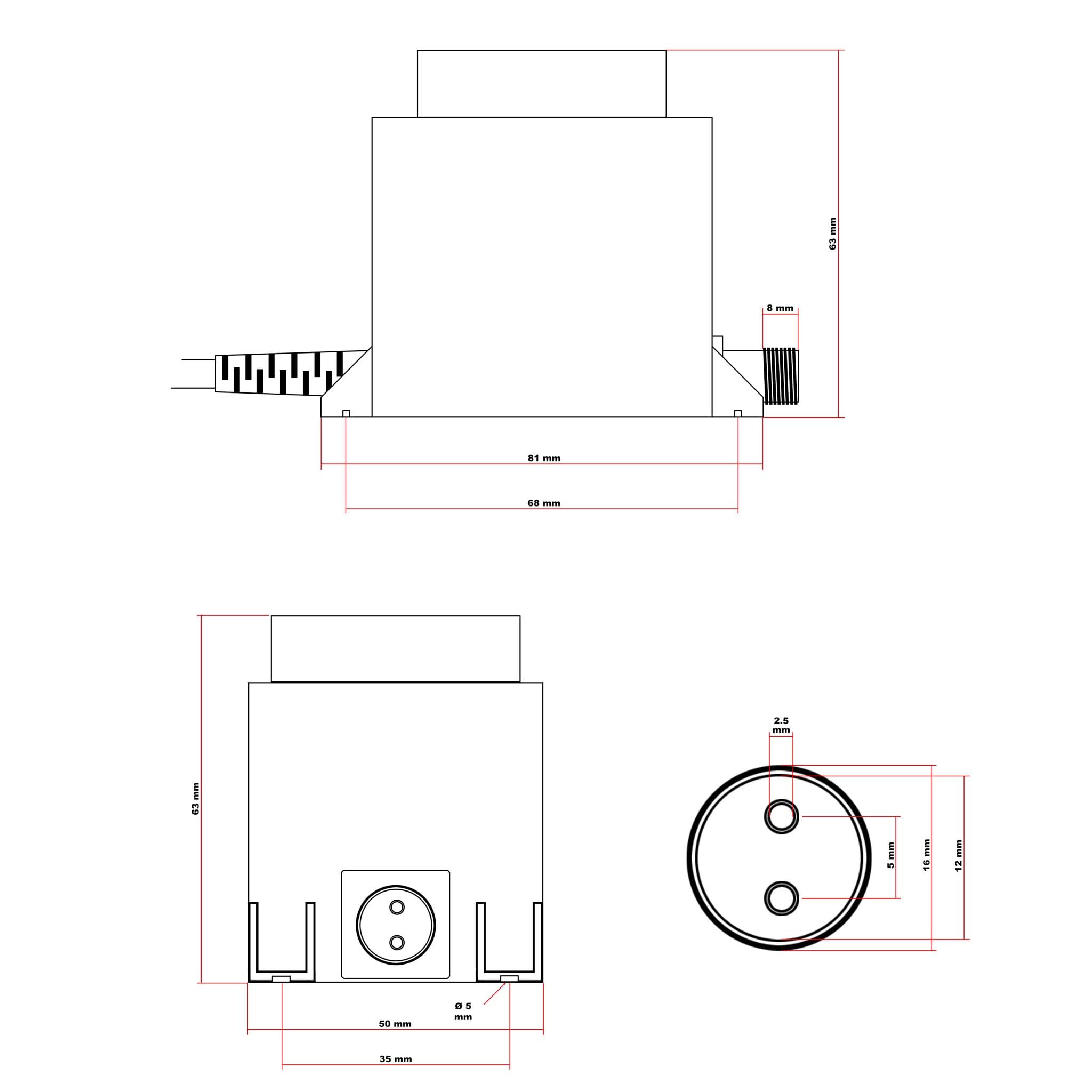 Jebao JBA48V-12-1670U Zasilacz sieciowy dwupinowy IP68 12V 1670mA 20VA AC/AC
