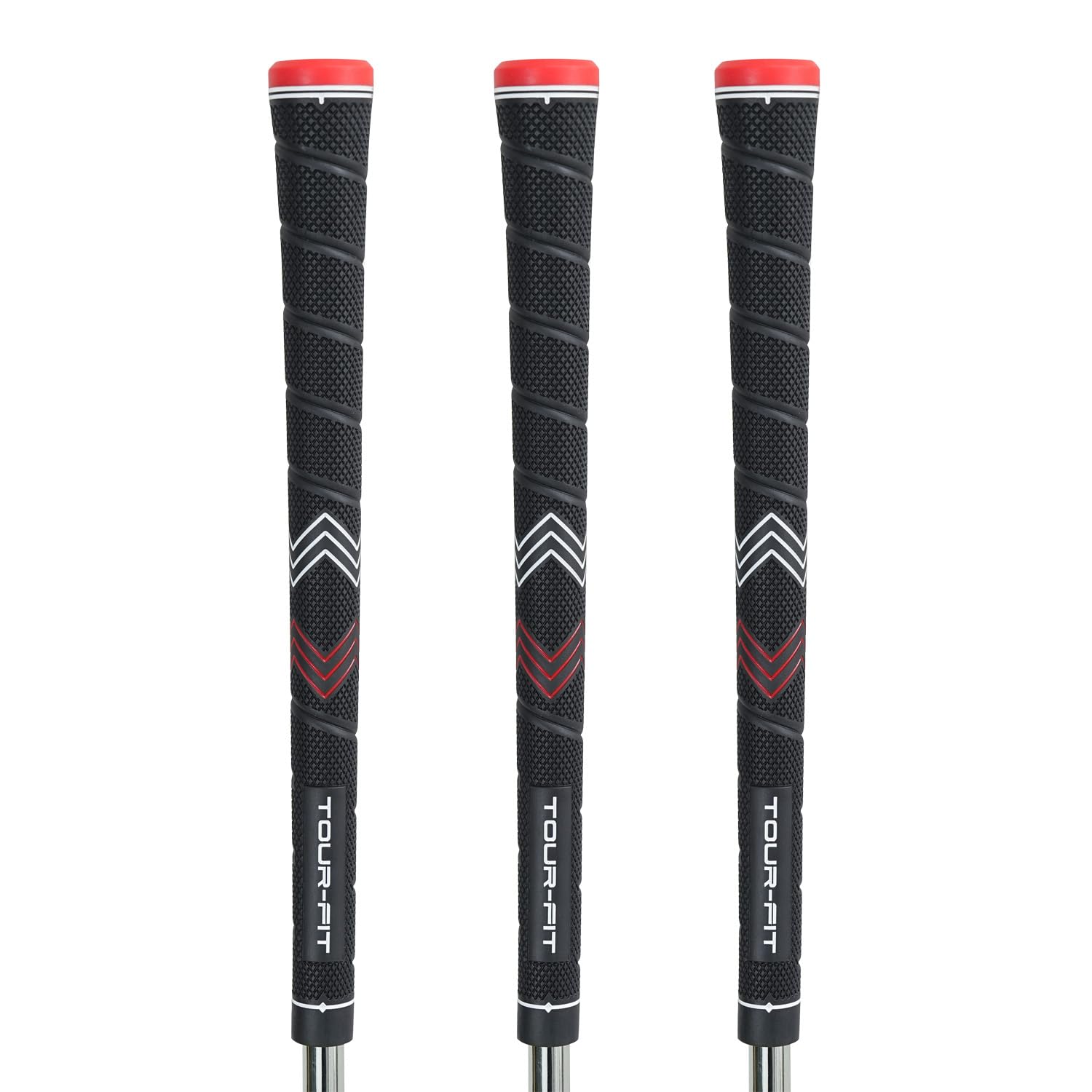 Golf Grips Tour Fit Dual Polymer Wrap 2.0 Golf Grip Free Golf Tape Super Tacky Set of 1/3/6/9/13 (Standard, Black/Red set of 3)