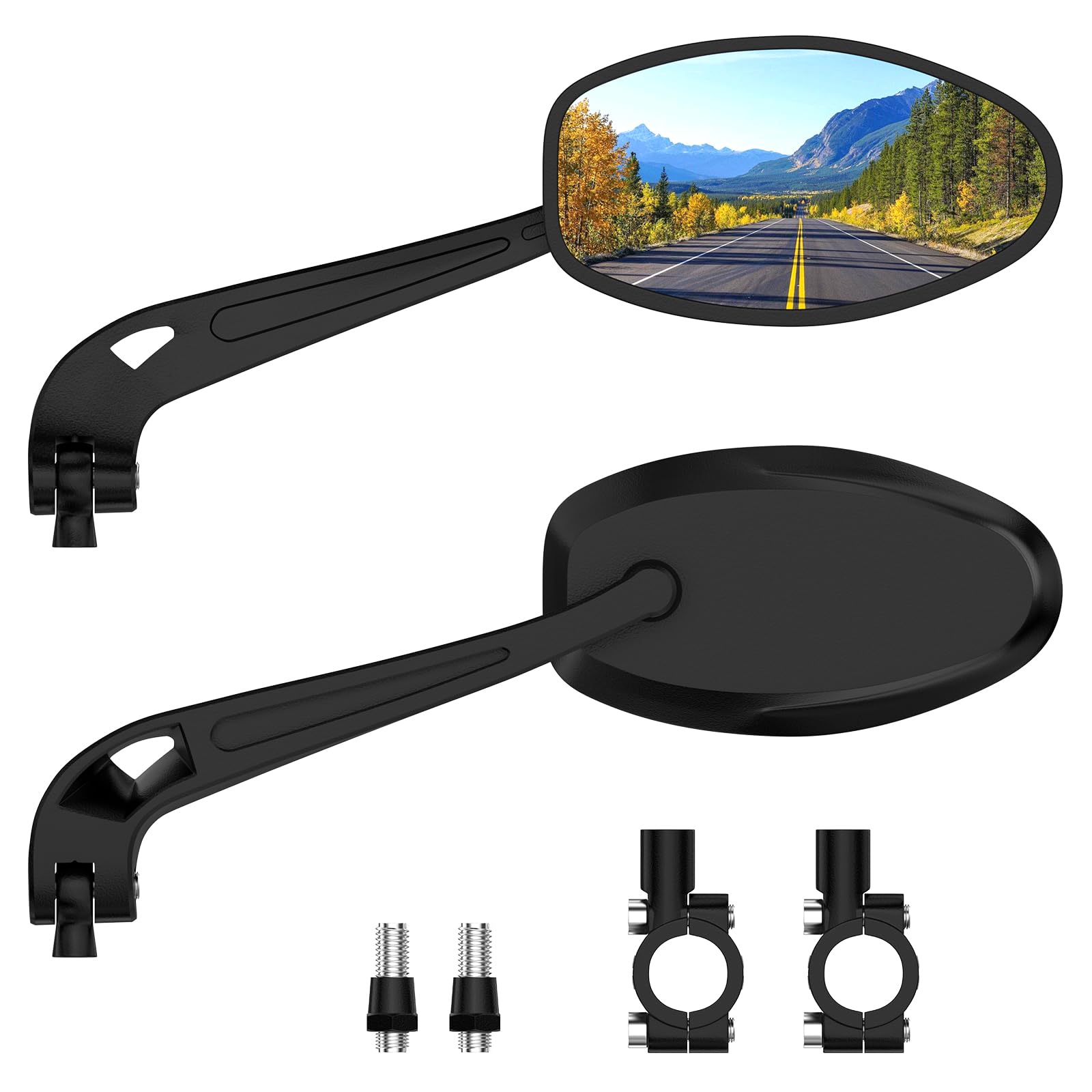 Raoot Handlebar Bike Mirror, 360° Adjustable Scratch Resistant Glass Lens, Safety Bicycle Rear View Mirrors for Ebike, Bicycle Universal Fit