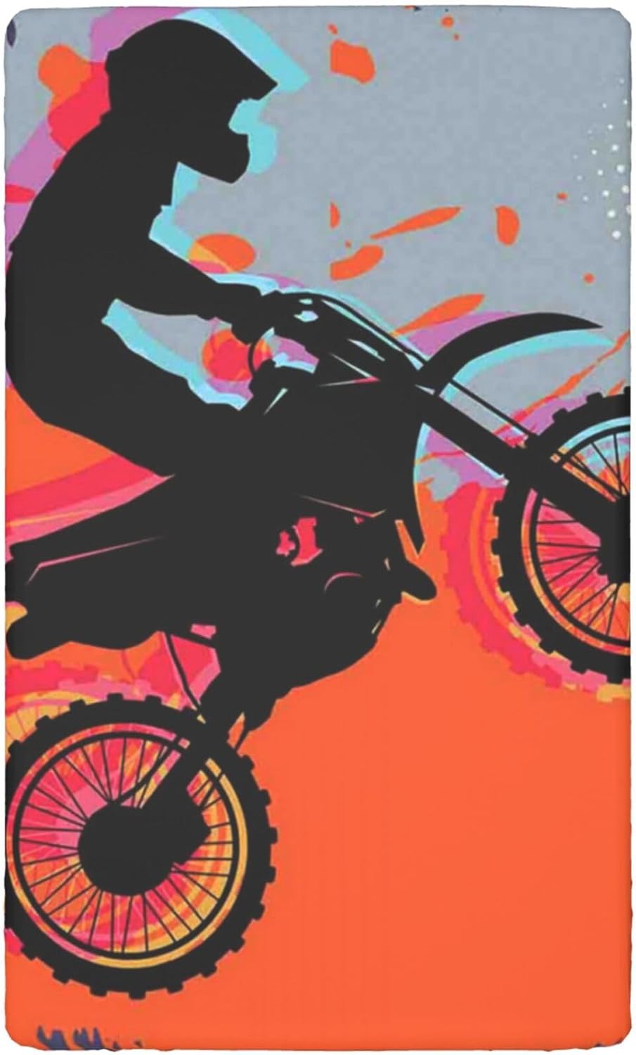 Dirt Bike Themed Fitted Crib Sheet,Standard Crib Mattress Fitted Sheet Soft and Breathable Bed Sheets - Crib Mattress Sheet or Toddler Bed Sheet,28“ x52“,Orange