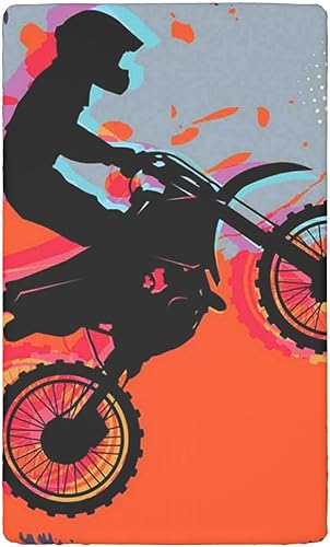 Miniatura 7 de Sábana bajera ajustable para cuna con temática de motocross, sábana bajera estándar para cuna, suave y transpirable, sábana de colchón para cuna o