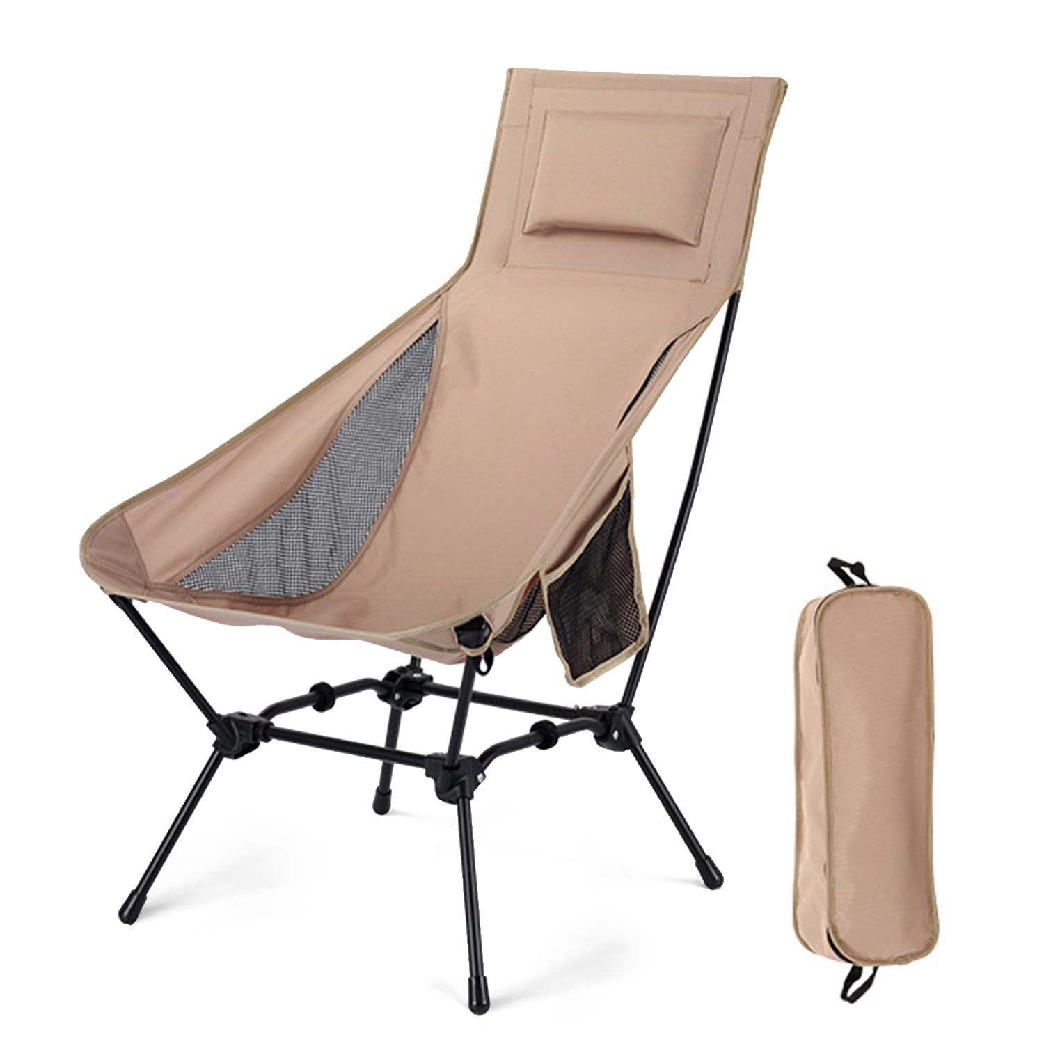 Sedie Campeggio Pieghevoli, Leggera Sedia da Campeggio, Sedia Pieghevole Portatile con Custodia Laterale,Max 150kg, Sedia Leggera per Campeggio, Pesca, Picnic, Festival (Cachi)