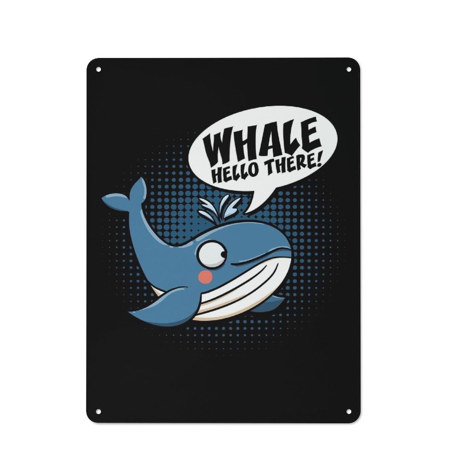 Metal Sign 40x30cm with Whale Hello There for Garage Wall, Vintage Decor, Winter Wall Decor for People Furnishing A Garage
