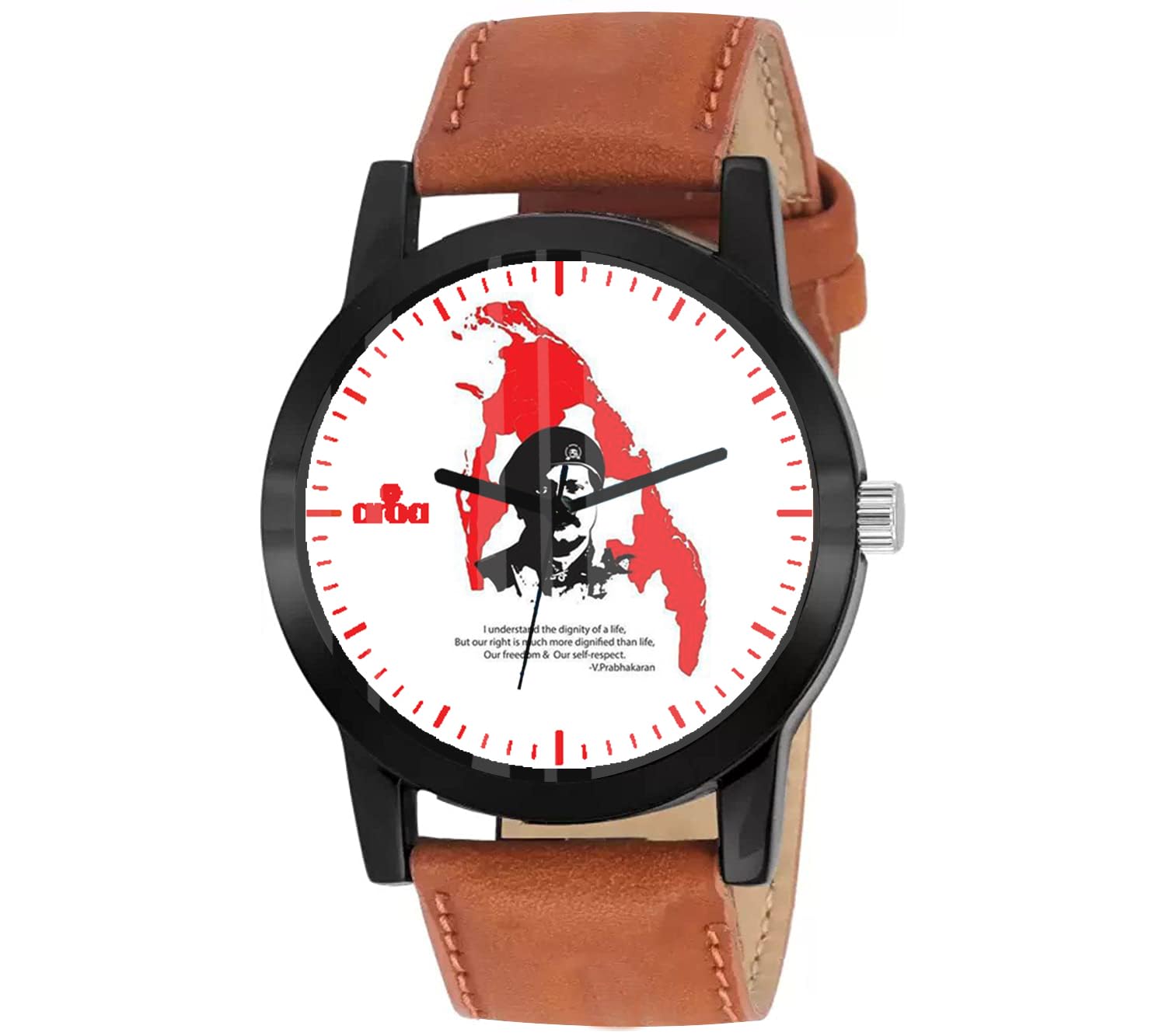 AROA Watch for Men with Tamil Revolutionary and Freedom Figther Prabakaran Model :1387 in Steel Metal Type Brown Strap Analog Watch White Dial for Men Stylish Watch for Boys (B0CZTZ7XT8) Amazon Price History, Amazon Price Tracker