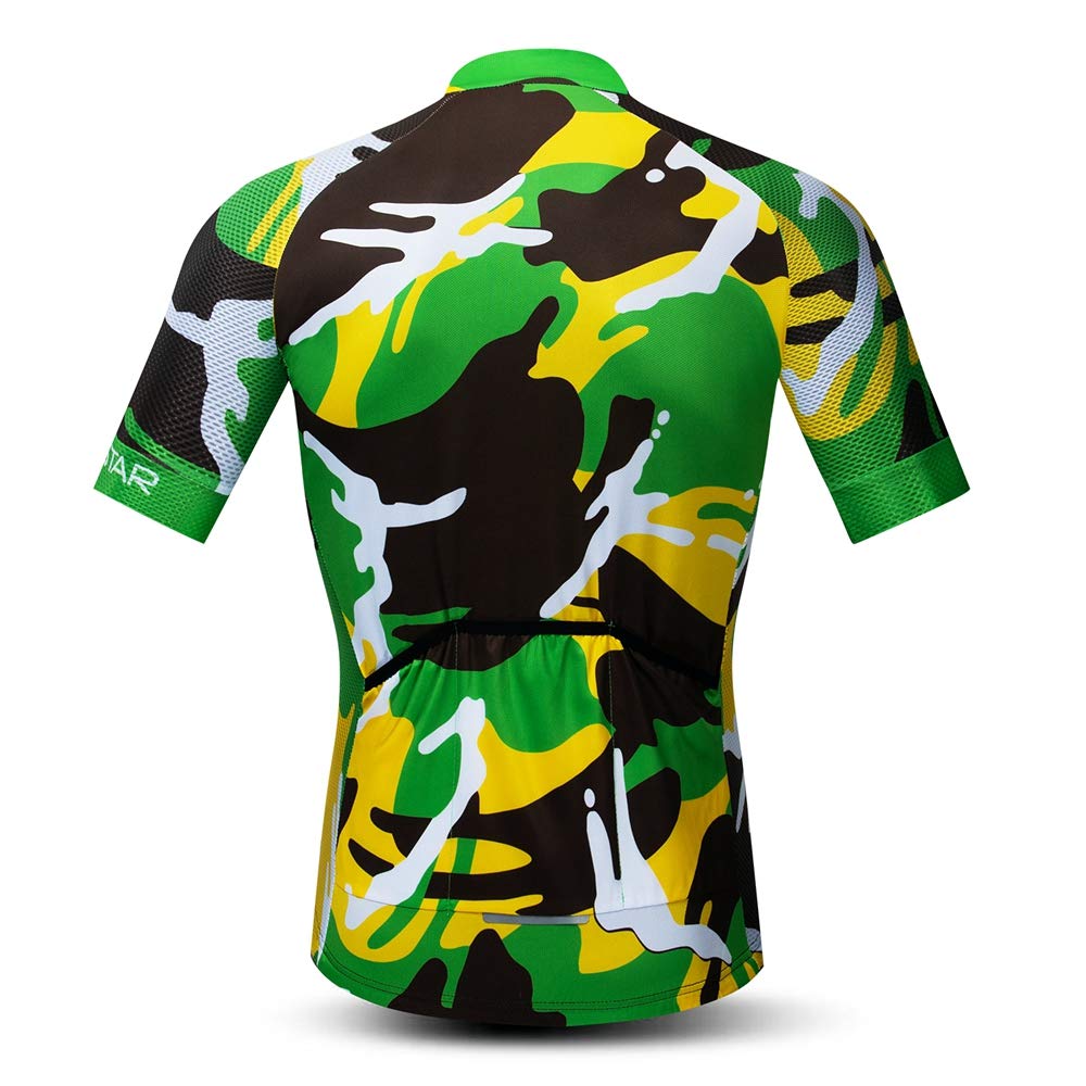 Cycling Jersey Men,Short Sleeve Bike Jersey Riding Tops Outdoor Bicycle Shirt,MTB Cycling Clothing Green Yellow