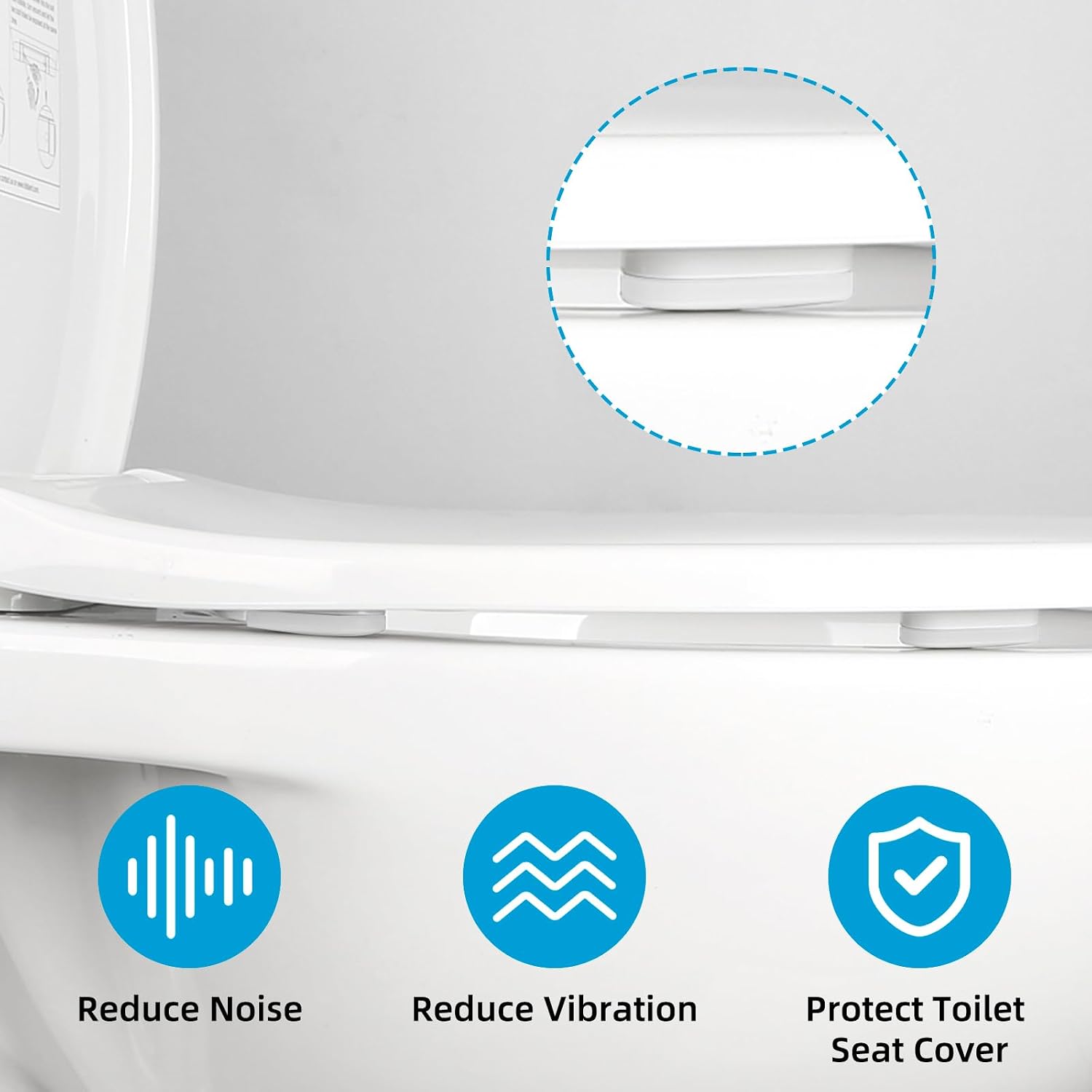 iFealClear Universal Elongated Toilet Seat with Cover, Plastic Oval Toilet Seat with Toilet Bolts Hinge and Bumpers, Compatible with Kohler, American Standard, TOTO, One-click Release, White