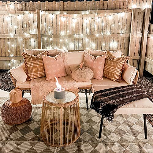 Image of LOCCUS 4-Piece Rattan Patio Sofa Set, All-Weather Wicker Conversation Furniture with Cushions & Center Table for Garden, Balcony, Poolside, Lawn, Porch, Indoor & Outdoor Use (Beige)
