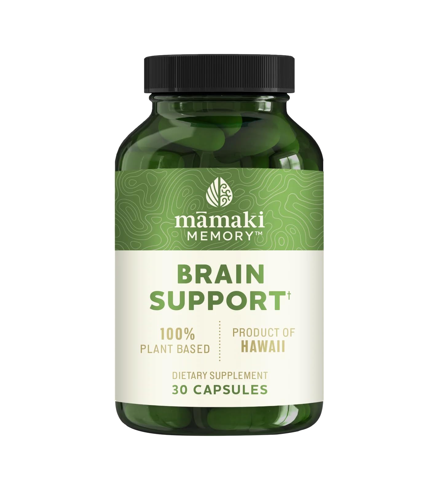 Mamaki Memory Brain Support Supplement - Non-GMO, Plant-Based Capsules 30 Count - Hawaiian Mamaki Leaf for Memory Recall, Focus, Clarity & Cognitive Wellness - Caffeine-Free & Antioxidant Support
