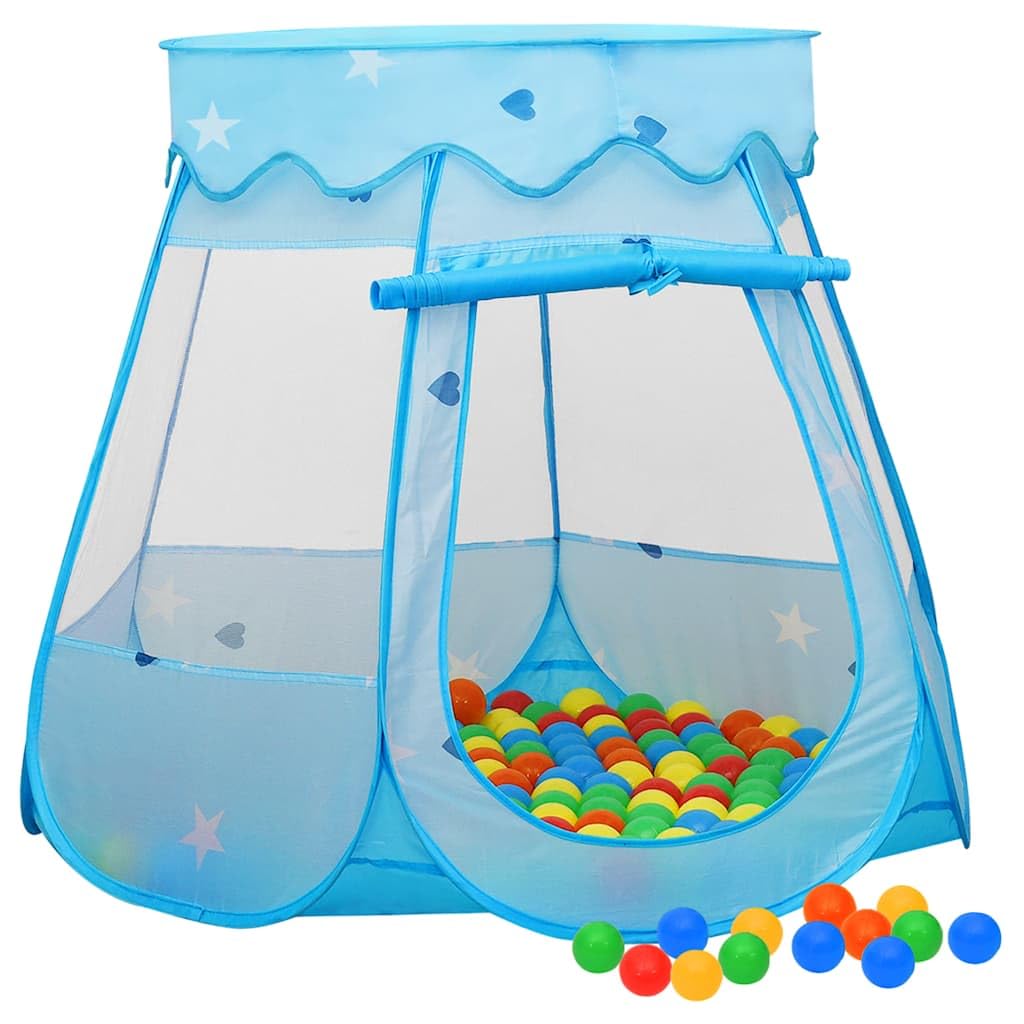 Kinder-Spielzelt mit 250 Bällen Blau, Spielzelt für Indoor und Outdoor aus Polyester und Stahl, 102 x 102 x 82 cm, mit Tragetasche für Garten, Camping und Party