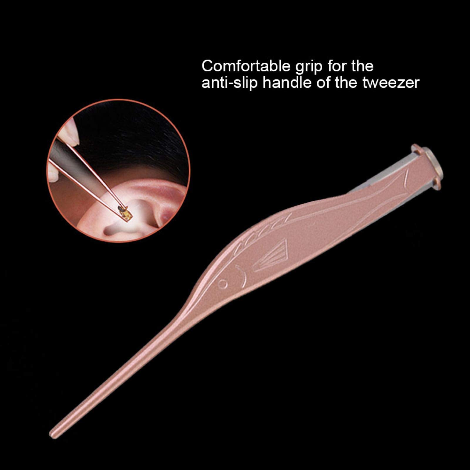 Bambino Cerume Rimozione Impostato Acciaio Inossidabile Luminoso Tweezer Earpick Sicuro Morbido Orecchio Scegliere Cera Addetto Pulizie Scatola per Bambino Pulizia Dell'orecchio(Rose Golden)