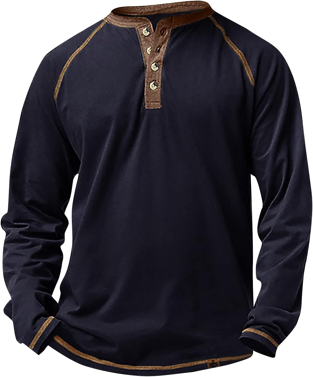 Ymosrh Men's Fall T-Shirts Fashion Henley Shirts Long Sleeve Casual Button Down T Shirt Pullover Tops Shirt, M-2XL