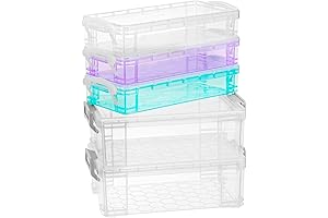 LABUK Stackable Clear Organizer Containers Small Storage Boxes with Lids