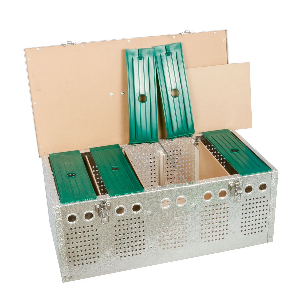 Breker Aluminium Transportbox für Kleintiere – 5 Abteile – Transportkorb mit Einzelverschlüssen – leichte & stabile Tiertransportkiste für Kaninchen, Nagetiere & Geflügel – hygienisch & robust