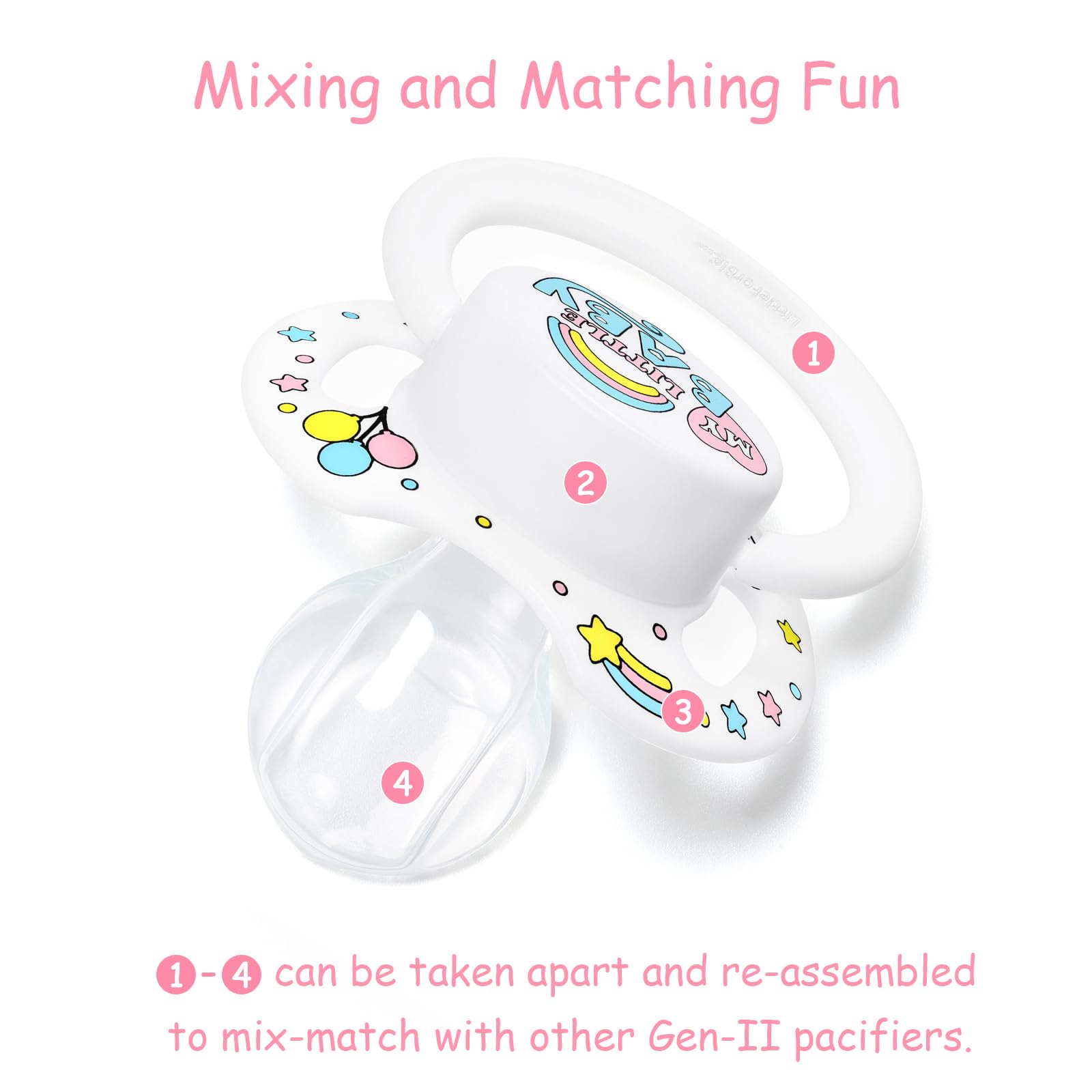 LittleForBig Bigshield Generation-II Adult Sized Printed Pacifier My Little Baby Pattern White - Image 3