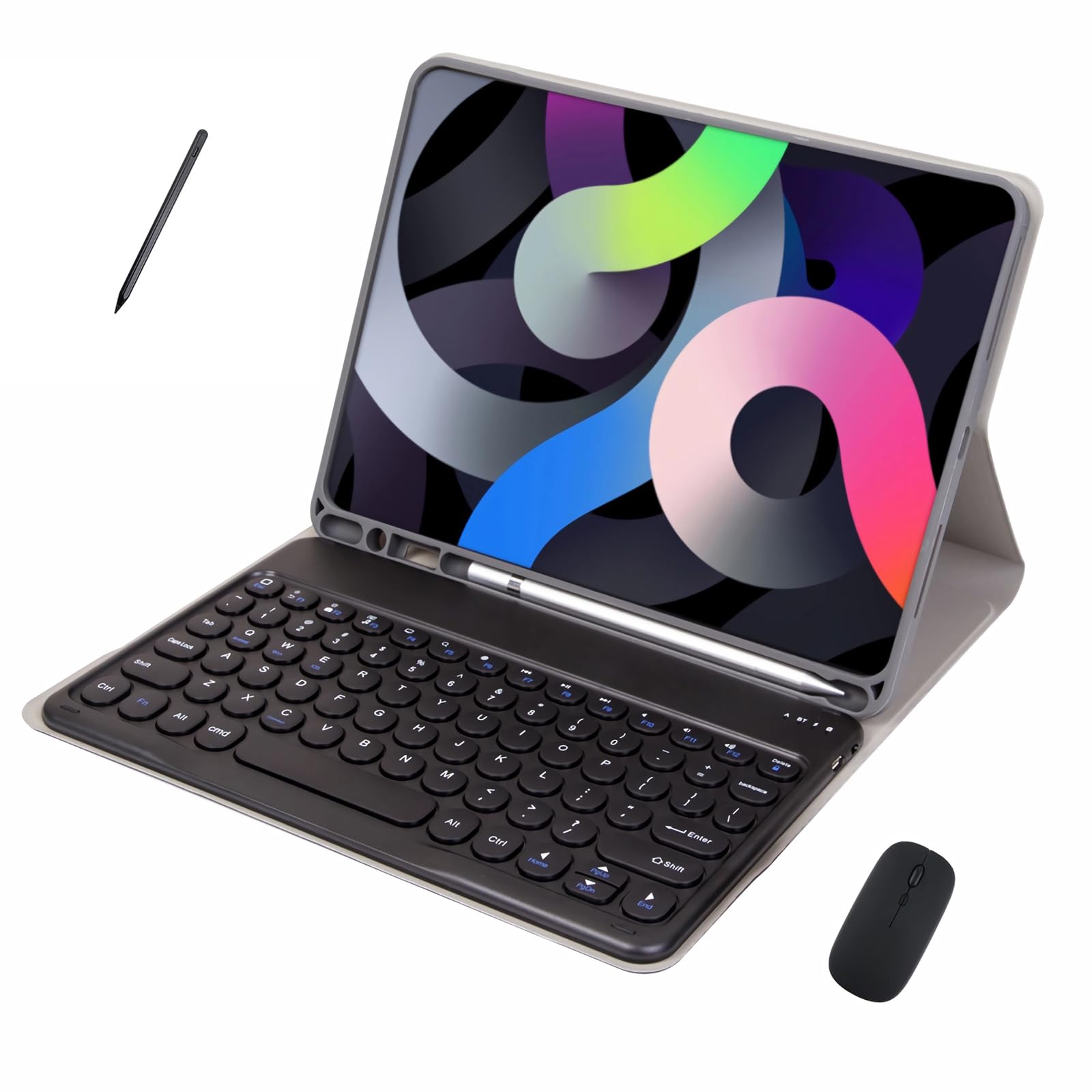 Toetsenbordhoes voor iPad Pro 11 inch 2021/2020/2018, iPad Air 5e/4e generatie, afneembaar Bluetooth-toetsenbord met potloodhouder,Roze