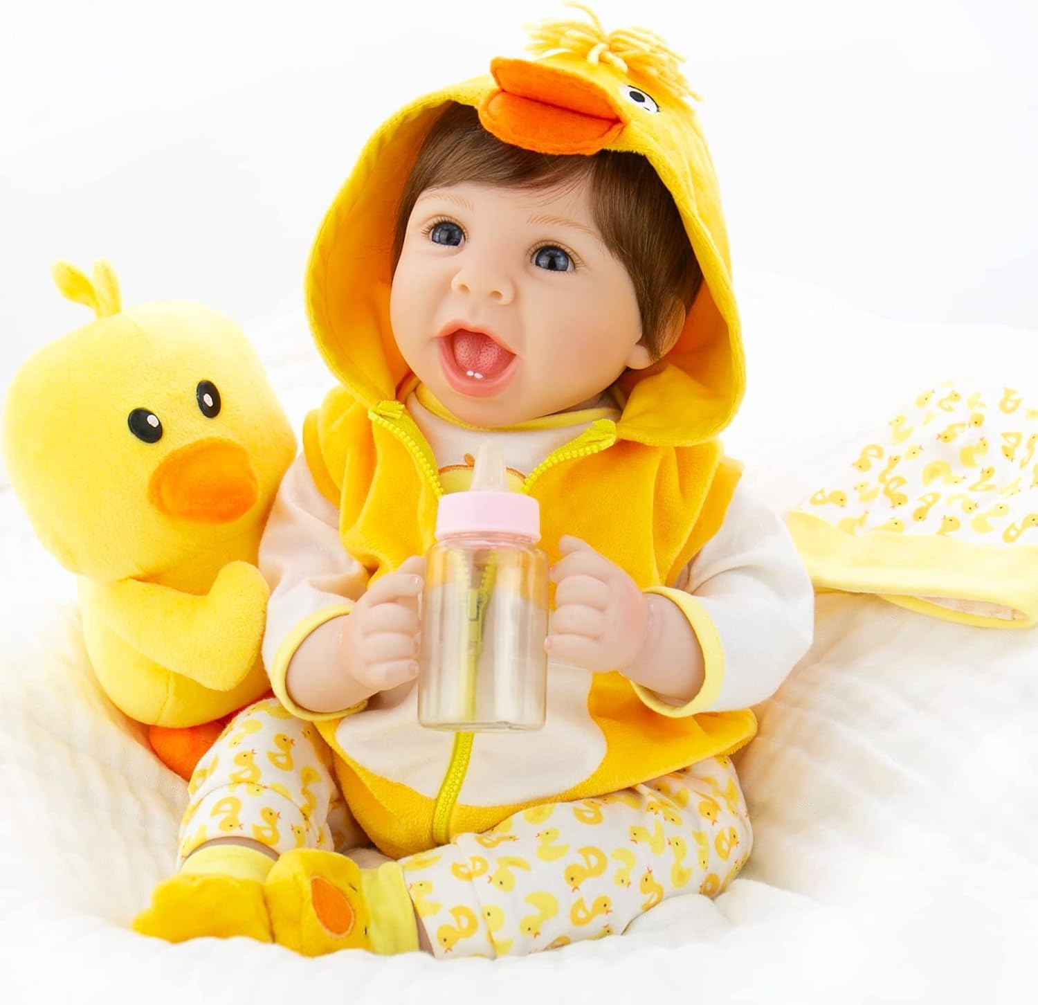 Review Discount Milidool Reborn Baby Dolls, Realistic Newborn Baby Dolls, 22 inch Lifelike Weighted Cloth Body Baby Dolls Girl with Duck Toy & Gift Box