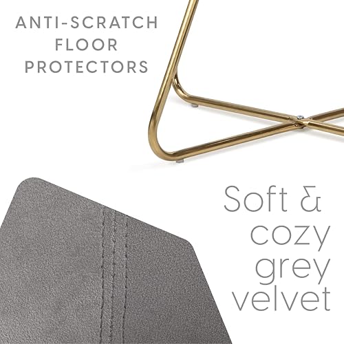 Miniatura 5 de Milliard Silla circular de terciopelo para sala de estar, dormitorio y oficina en casa con patas doradas (gris terciopelo)