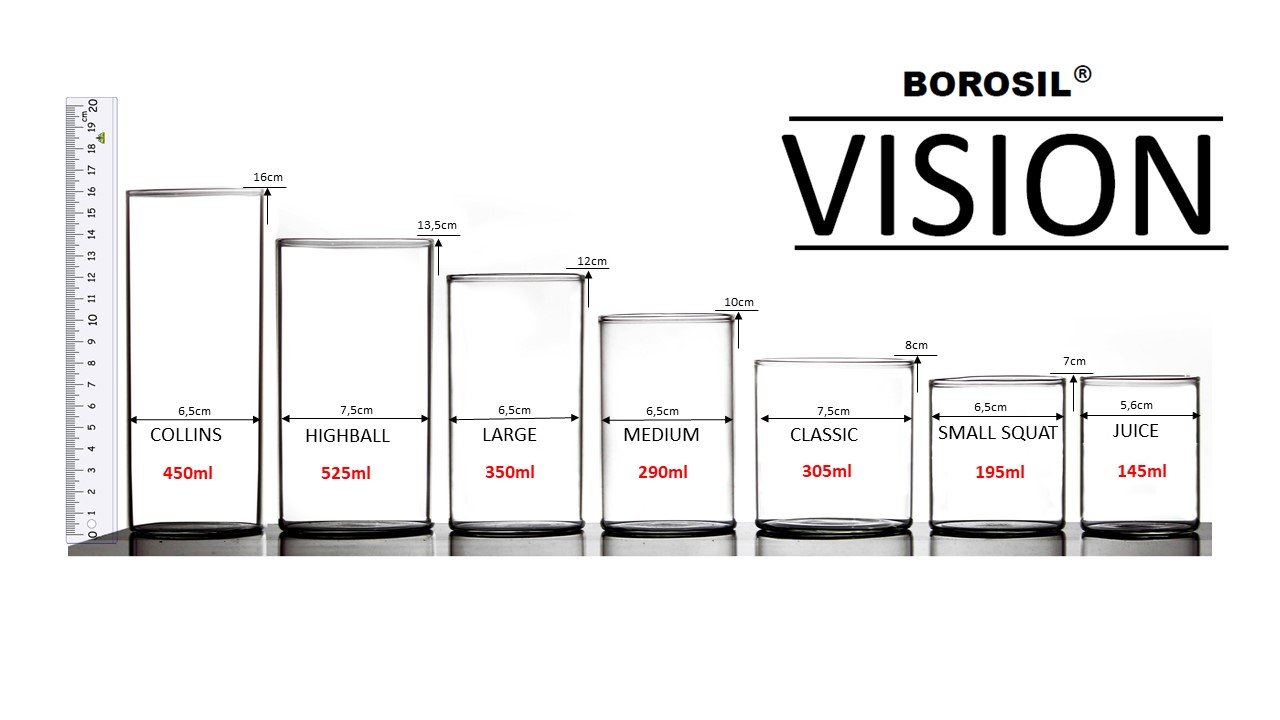 BOROSIL Trinkgläser | 525ml | 6er Set | Ultra Klar | Spülmaschinenfest | Mikrowellengeeignet | VISION CLASSIC SERIE