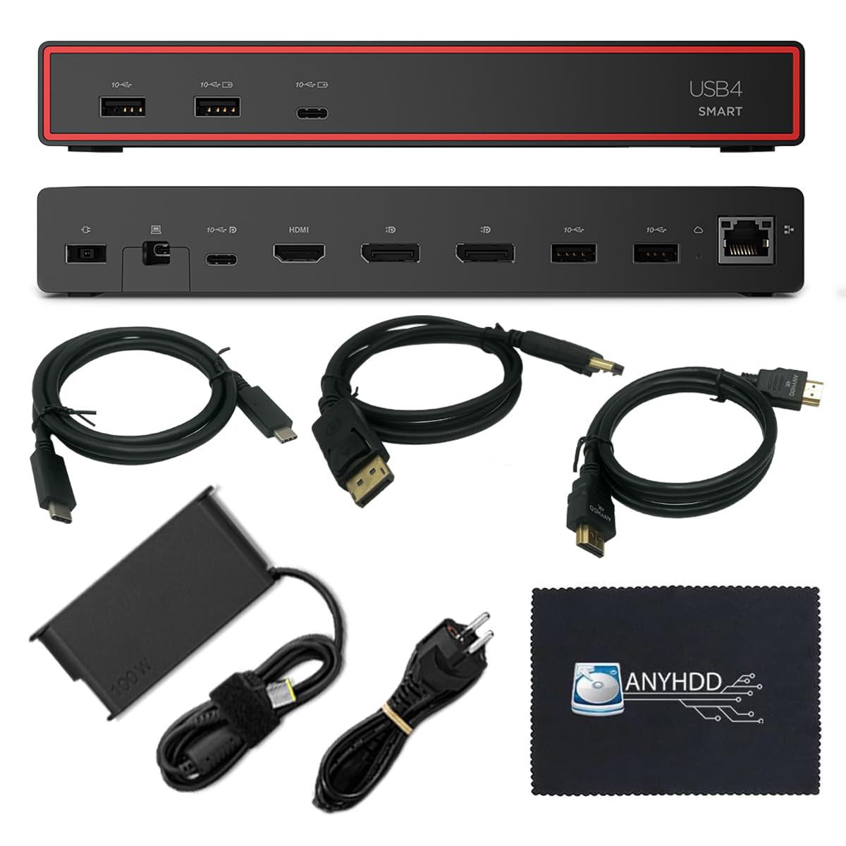 40BC0135US USB4 Smart Dock 5500 - Docking station per laptop con cavo USB4 integrato, uscite video HDMI 2.1 e DisplayPort 1.4, porte multiple USB-A e USB-C, Gigabit Ethernet, Power Delivery da 100 W