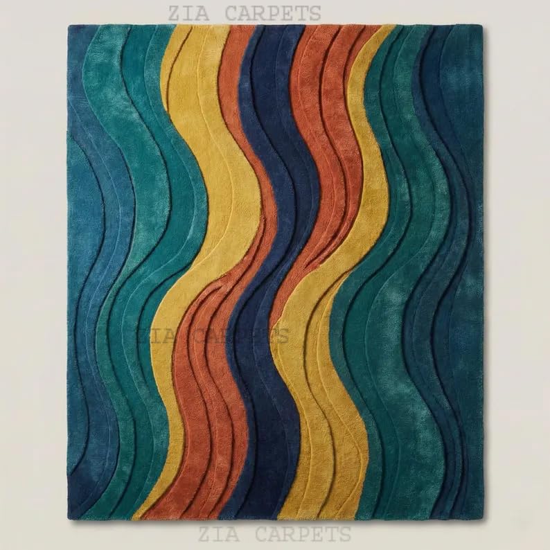Image of zia carpets Hand Tufted Woollen Modern Collection Bedroom & Living Room Carpet Size 5 X 7 Feet