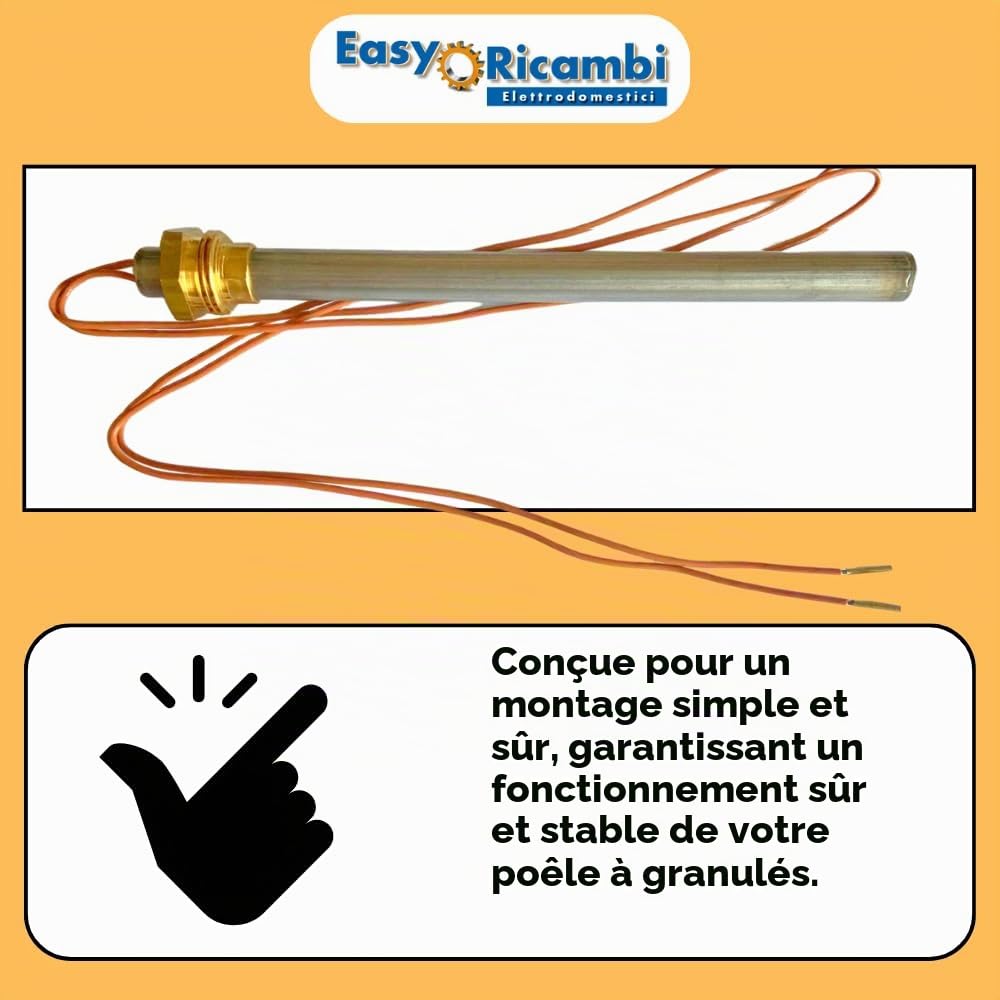 Easyricambi - Résistance pour poêle à granulés 250 W, 150 mm, 140 mm, diamètre 9,9 mm, Filetage 3/8", pour Laminox, Palazzetti, Puros, Rika