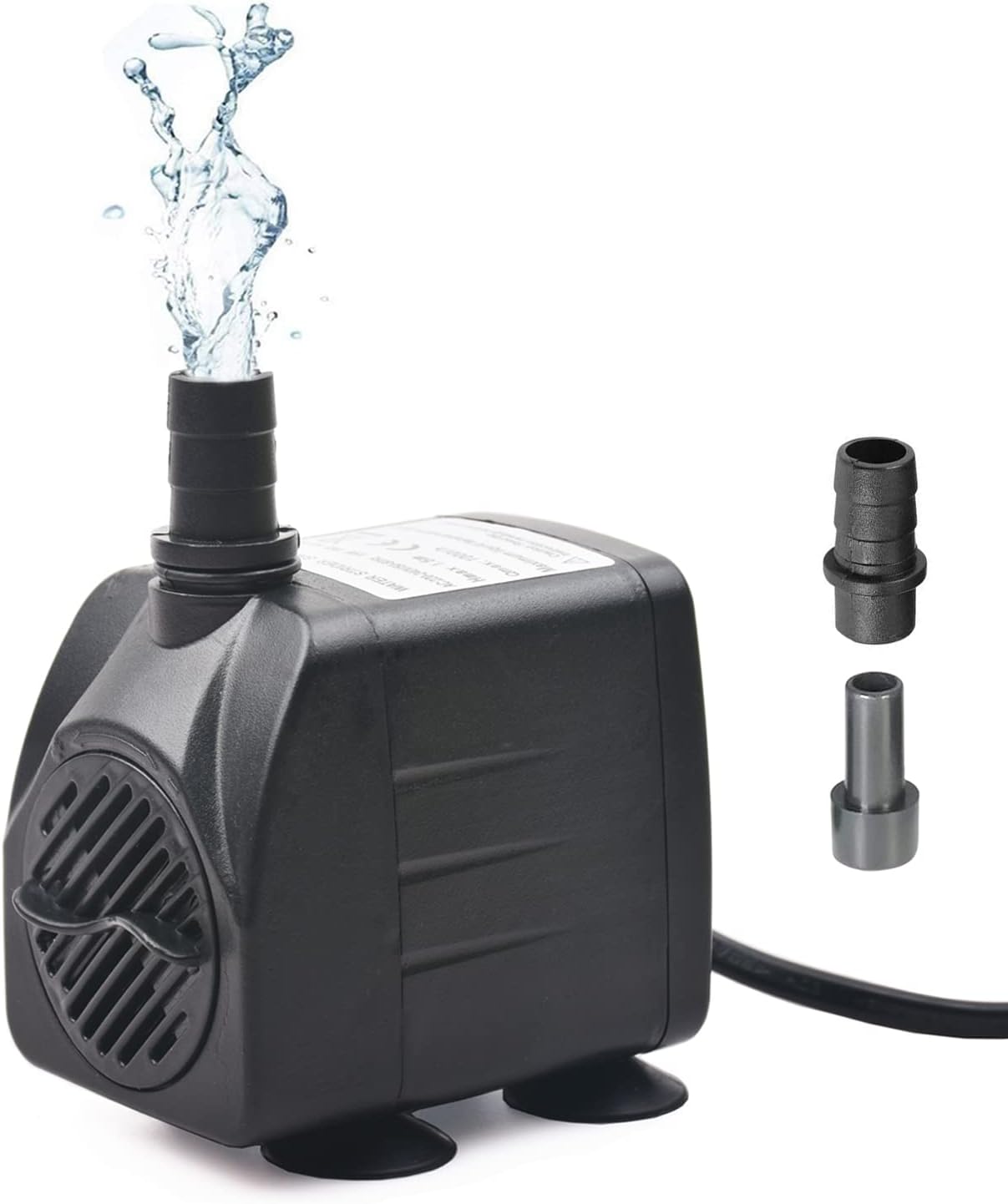 Apore Bomba de Agua Sumergible 15W 1000L/H para Acuario Estanque Pecera Fuente Circulación de Agua Dulce y Marino con 2 Boquillas 1.5m de Altura