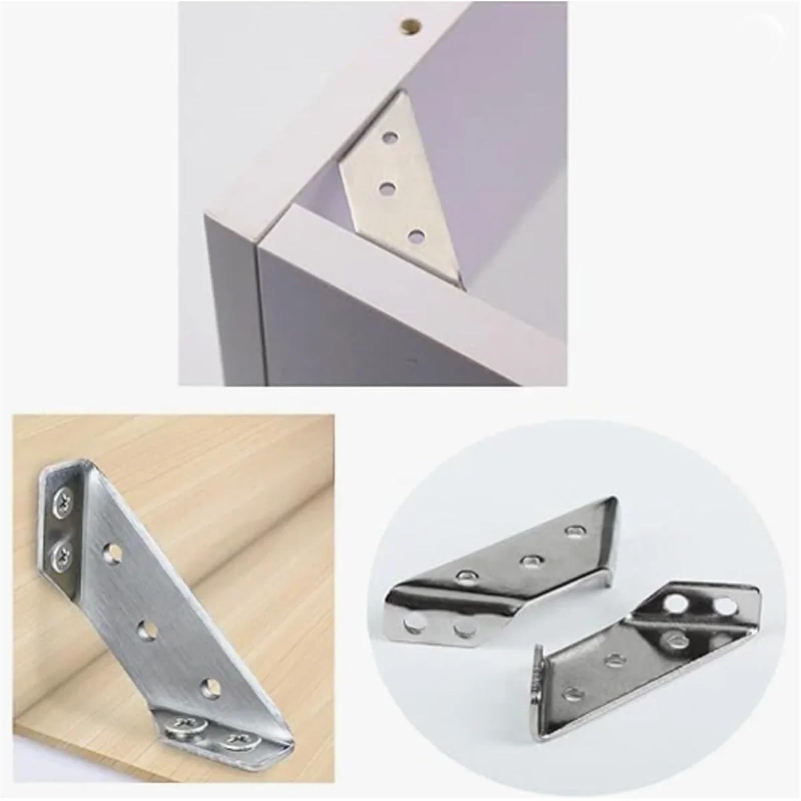 Escuadras Soportes de Esquina 20/40 Piezas Código de Esquina Estantería Resistente Soporte Angular Armario Soporte Trapezoidal Soportes de Acero Inoxidable Sujetador de Muebles(40POCS)