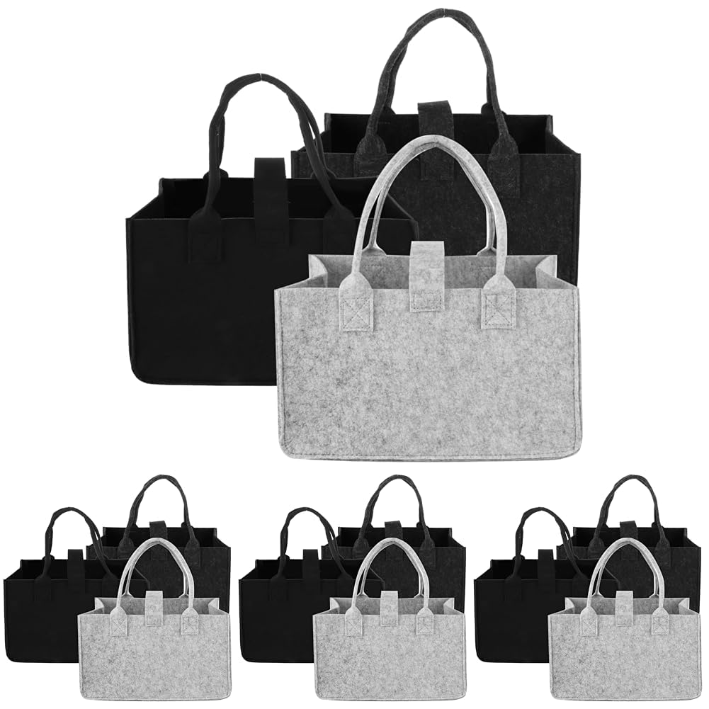 ASelected 3 Stück Filztasche Einkaufskorb Klein 30 x 20 x 18 CM Filztasche Klein Shopper Faltbar Und Wiederverwendbar zur Einkaufen Reisen Arbeit Picknick (Packung mit 4)