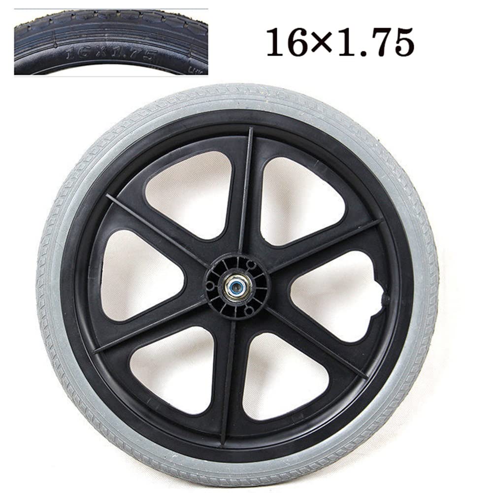 Rueda Trasera para Silla de Ruedas, Rueda de Repuesto para Silla de Ruedas de 16 Pulgadas, Rueda Maciza No Inflable, 16 * 1,75