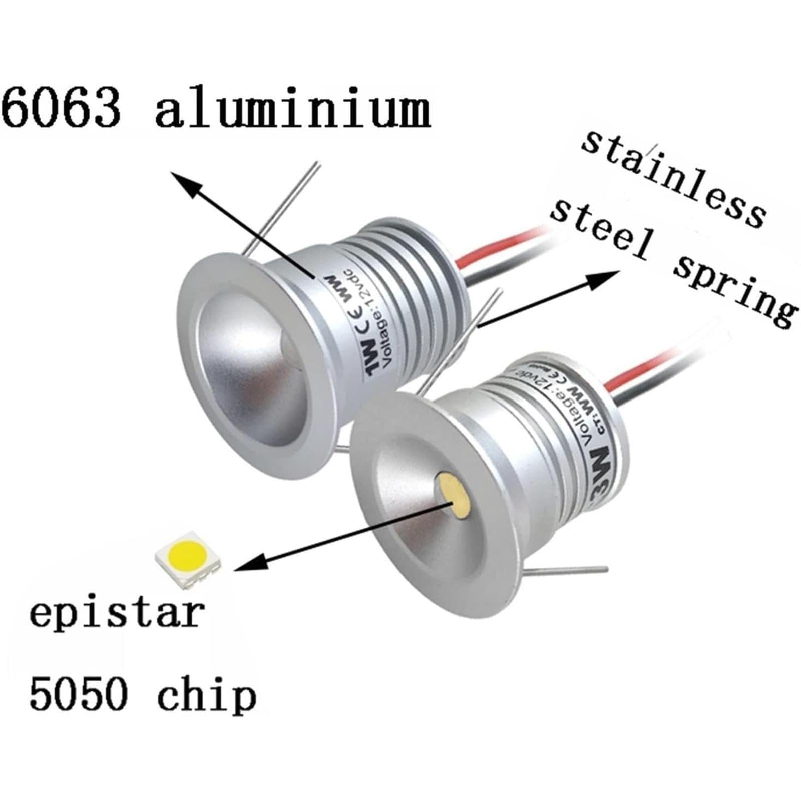 Set Da 6 Mini Faretti LED Da 12V 1W, Kit Di Illuminazione A Incasso (Diametro 25mm) Per Esterni E Soffitti, Faretto LED Impermeabile IP65, Per Giardino, Garage E Soffitta(Warm White,120 degrees)