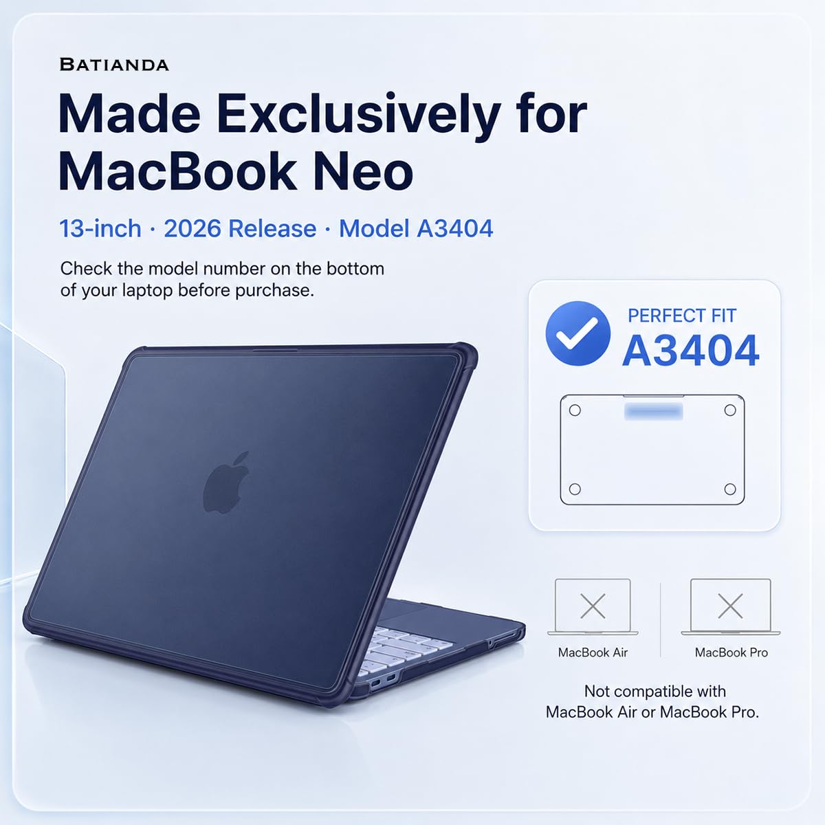 Batianda AstroEdge Hülle für MacBook Neo 13 2026 A3404 Ocean Current Black