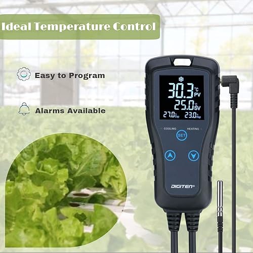 Miniatura 4 de DIGITEN DTC102 Controlador de temperatura Salida Termostato de enchufe de 2 etapas Termostato digital de invernadero para reptiles, controlador de