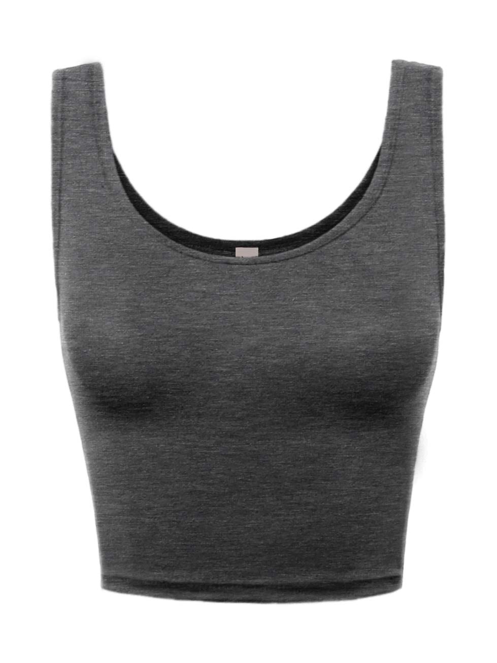 A2Y Women's Fitted Scoop Neck Sleeveless Crop Tank Top