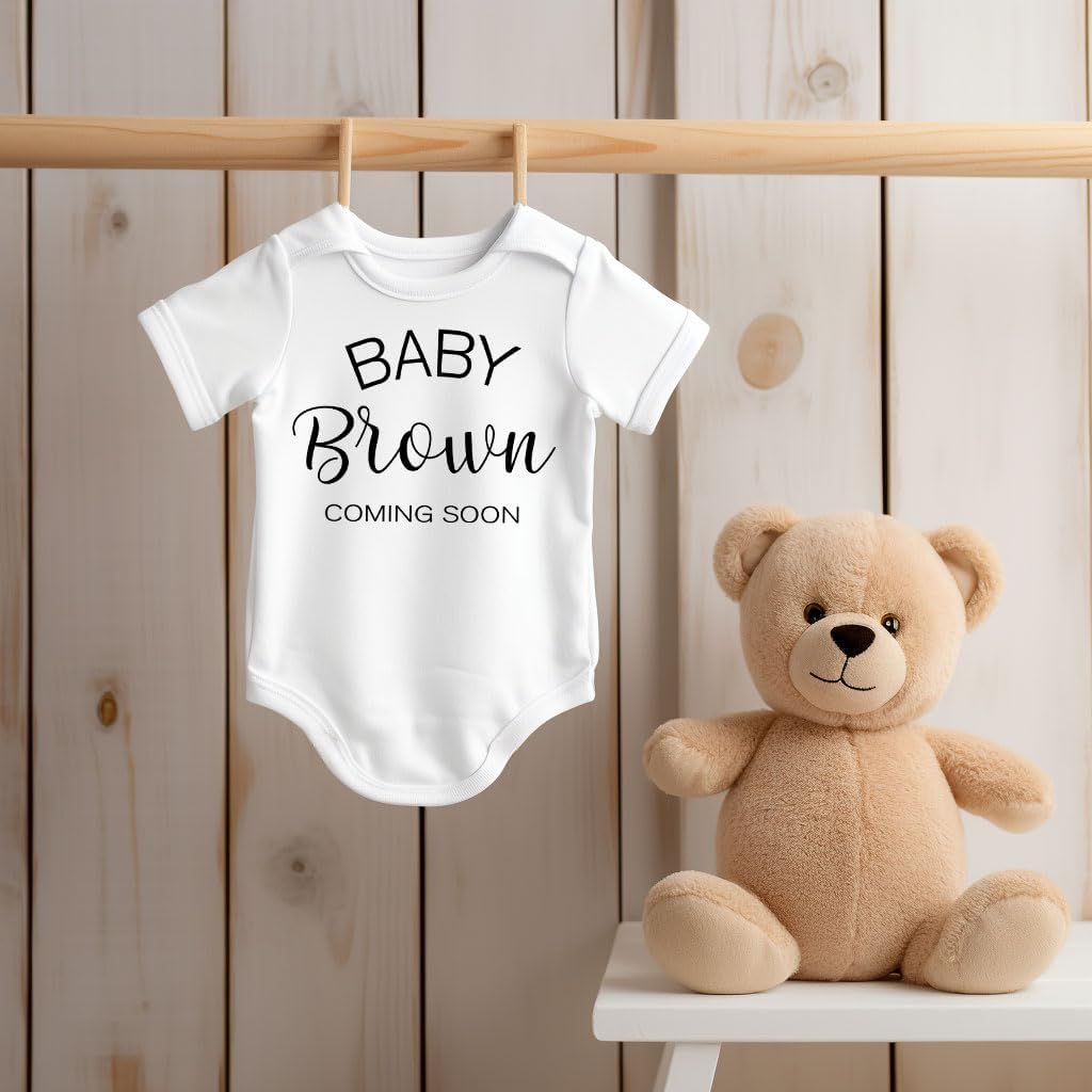 Baby Coming Soon Custom Baby Pregnancy Announcement Bodysuit (White, 0-3 Months) - Image 3